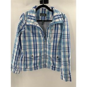 Lauren Ralph Lauren Active Blue Plaid Zip Up Light Jacket Women's Size Small